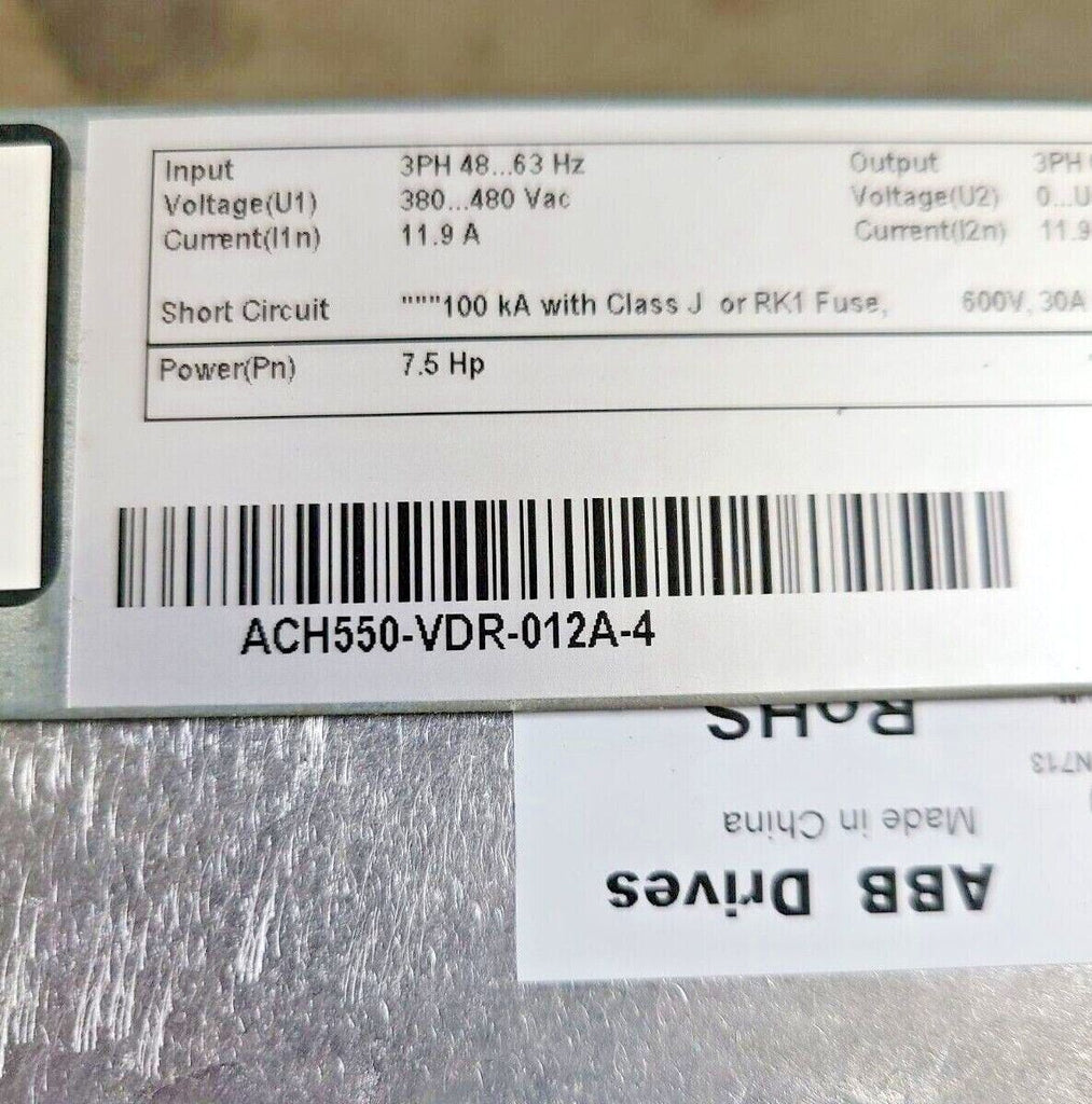 ABB ACH550-VDR-012A-4 HVAC Variable Frequency Drive 7.5 HP 3PH 480VAC VFD AC