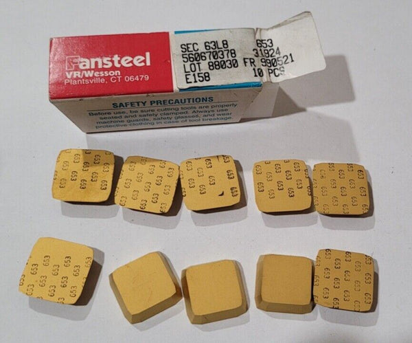 10 Pcs FANSTEEL SEC 63L8 E158 653 560670378 Lathe Mill Carbide Inserts Gold New