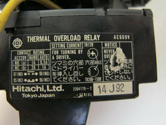 HITACHI H11 25H92 AC Magnetic Contactor AC600V W/Thermal Overload Relay TR12B-1E