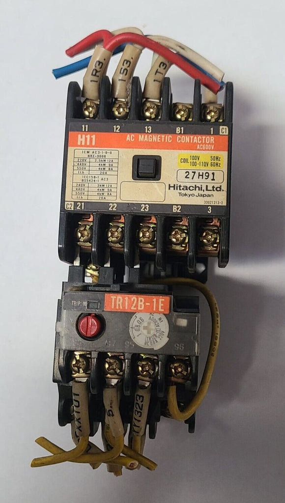 HITACHI H11 27H91 AC Magnetic Contactor AC600V W/Thermal Overload Relay TR12B-1E