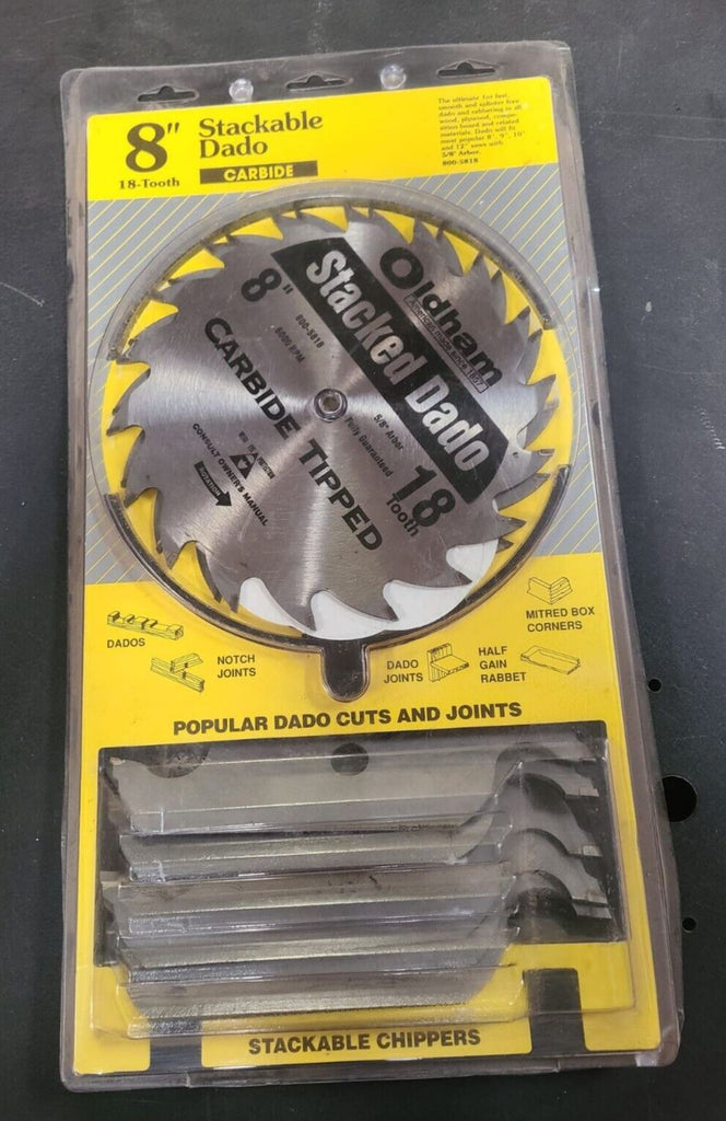8" Stackable 18 Tooth Carbide Tipped Stacked Dado Blade Set Oldham