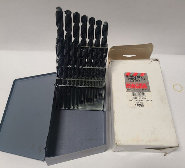 29 PCS Set HSS Drill Bit Twist 1/16" - 1/2" MAGNA Tools Jobber USA