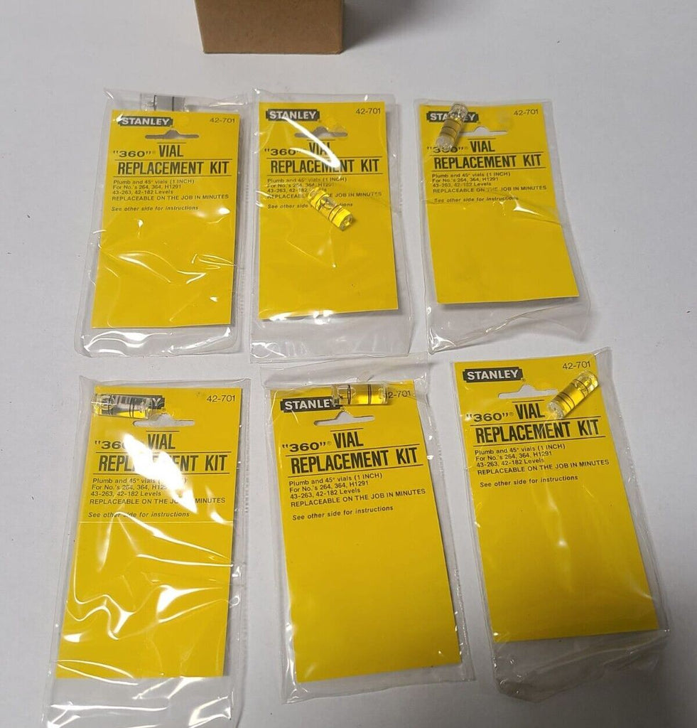 Lot of 6 Stanley Level Vial Replacement Kit NOS 42-701 1”