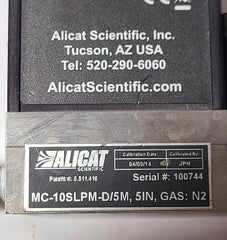 Alicat Scientific MC-10SLPM-D/5M CIN, Gas Digital Mass Flow Meter Controller