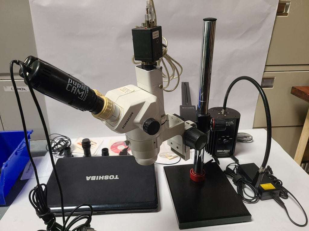 SCIENSCOPE SSZ Binocular Body SZ-BD-T3 Microscope Complete Set Computer
