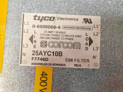 Tyco/ Corcom 25AYC10B, 0-6609068-4 EMI/ RFI Filter (278/480 VAC, 50/60 Hz, 25 A)