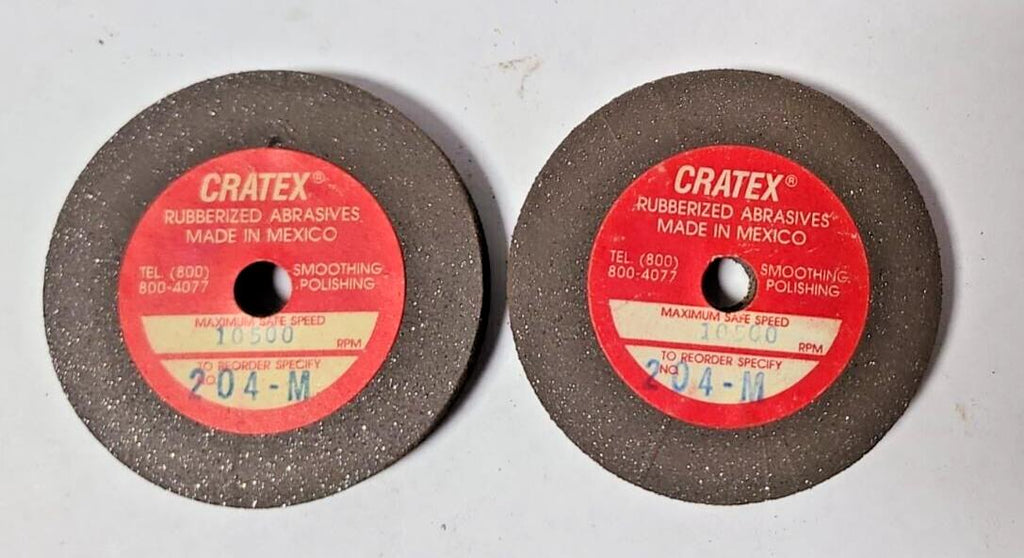 2 Cratex 2 x 1/4 204-M Grinding Wheel Rubberized Abrasive Smooth Polish 10,500