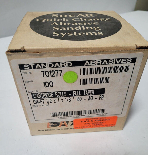 100 Pcs Standard Abrasives 701277 1/2" x 1" x 1/8" Cartridge Rolls Full Taper