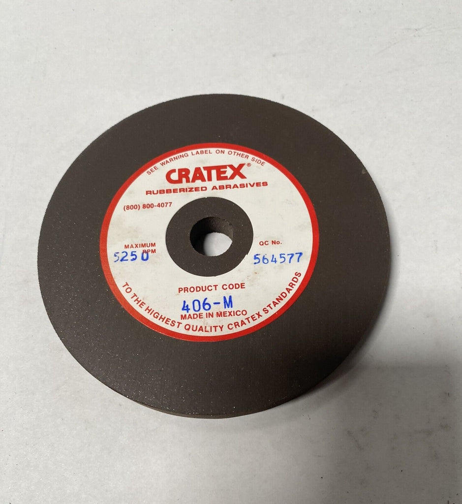 Cratex Medium Rubberized Abrasives Wheel 406-M 4" Diameter 5250 RPM 4 x 3/8x 1/2 Free Shipping