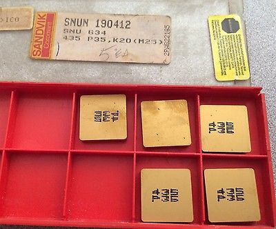 SANDVIK Coromant SNU 634 435 P35 K20 M25 SNUN Lathe Mill Carbide 5 Inserts Gold