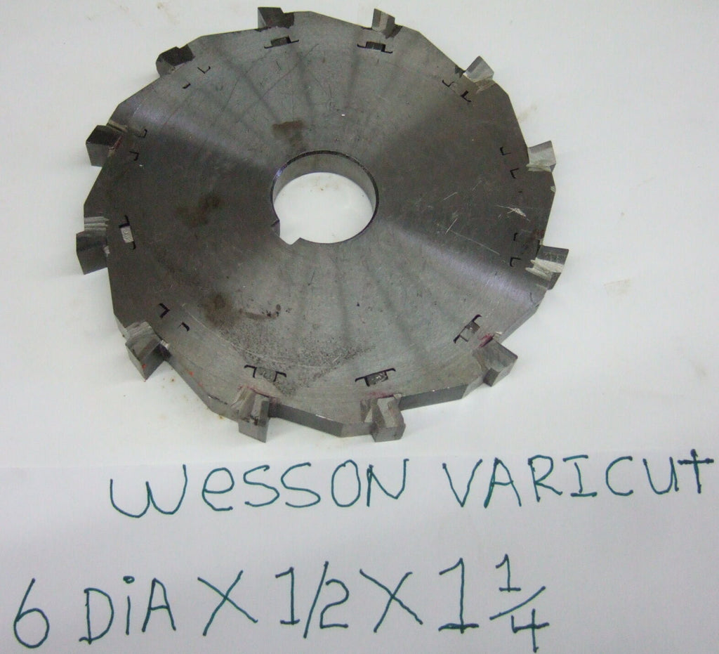 Wesson Varicut 6" x 1/2”  Mill Milling Cutter Carbide Wedge Inserts Slot