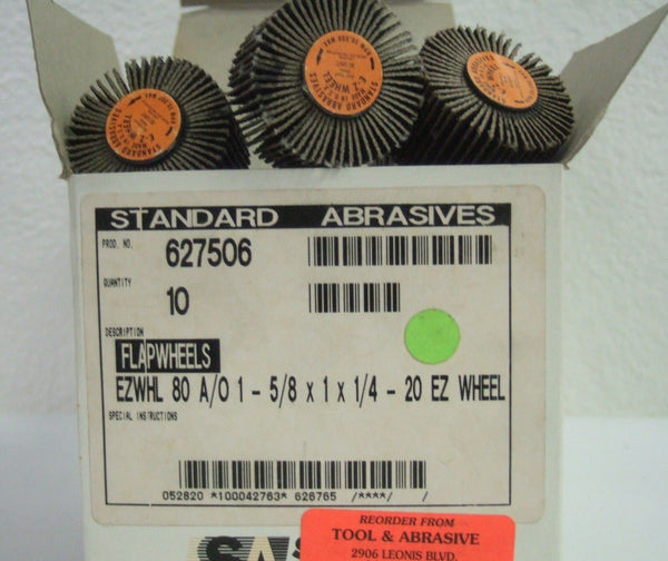 Standard Abrasives 627506 Flap Wheels 1-5/8 x 1 x 1/4  - 20 Ez Wheel 10 Pcs New