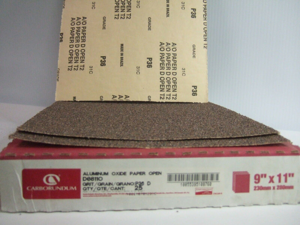 Lot of 50 Carborundum  Aluminum Oxide Paper Open 9" x 11" P 36 Grit New