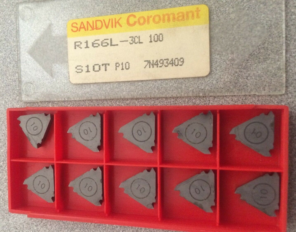 SANDVIK Coromant R166L 3CL 100 S1OT P10 Threading Lathe Carbide 10 Inserts New