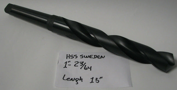 1-23/64" High Speed Steel Taper Shank Drill Bit HSS Lathe 15" Lengh Brand New