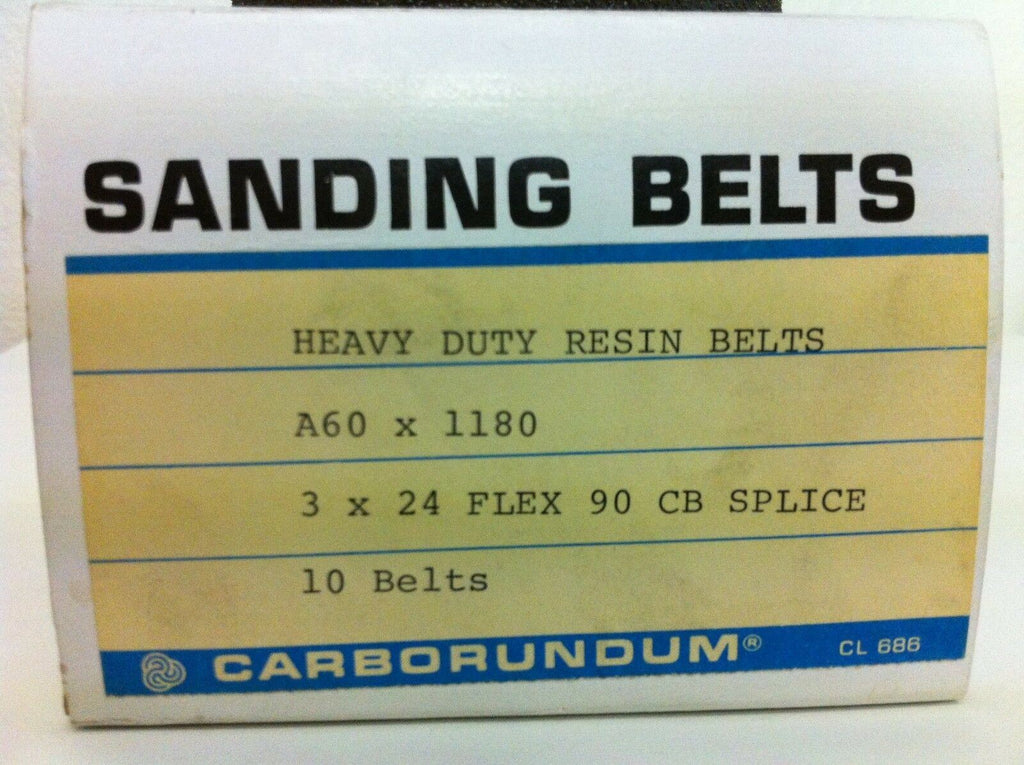 3 x 24 Carborundum 10 Heavy Duty Resin Sanding Belts A60 x 1180 Flex 90 CB New