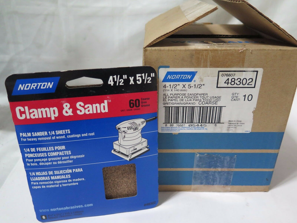 Norton 4 1/2 x 5 1/2" Dia. Clamp & Sand Discs 48302 Coarse Grit 60  Qty 10 New