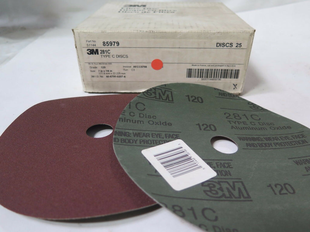 3M 7 x 7/8" Aluminum Oxide Fibre Disc Type 281C 85979 Qty 25  Grit 120 Brand New