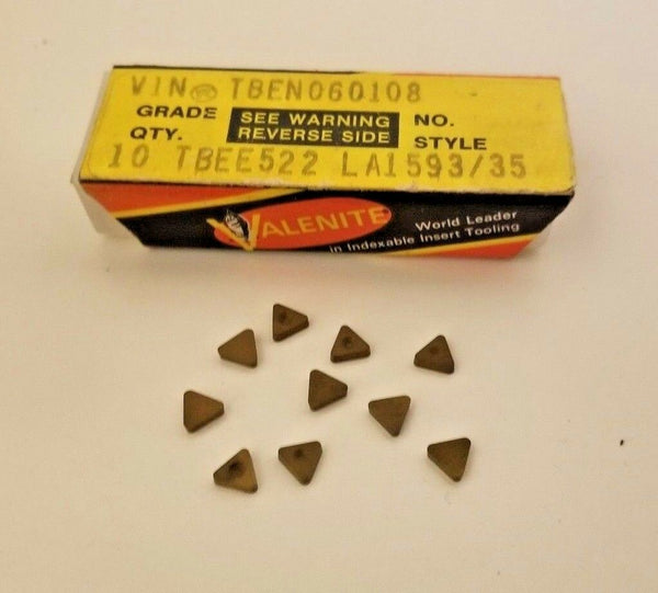Valenite TBEN060108 TBEE522 LA1593/35 Lathe Carbide Inserts 10 Pcs Tools New