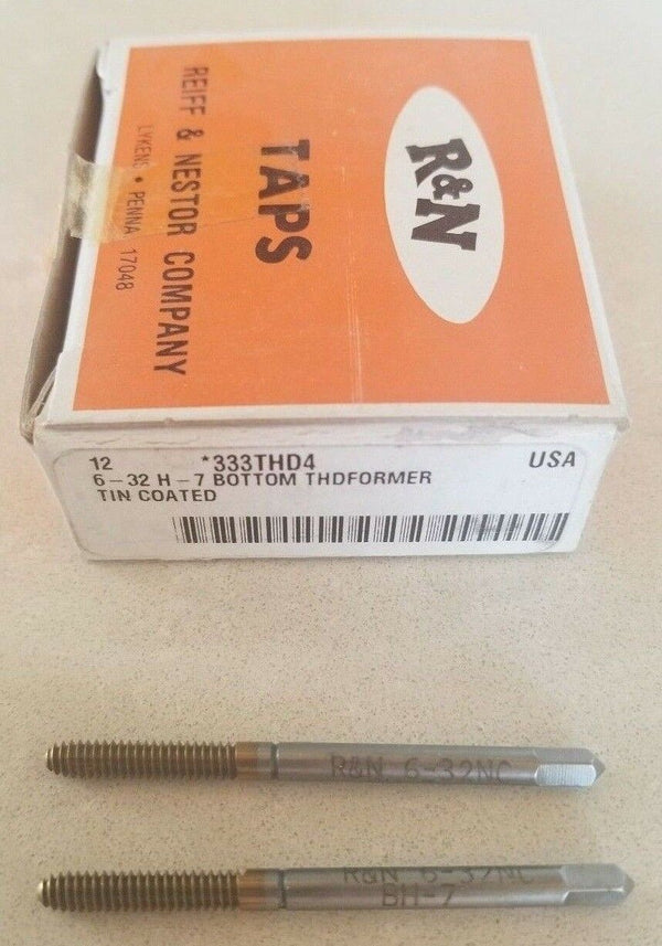2 Pcs Reiff Nestor R&N Bottom ThreadFormer HSS Tap 6-32 H7  333THD4 Tin Coated