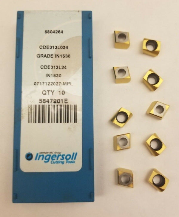 10 Pcs Ingersoll Cutting Tools CDE313L024 IN1530 5804264 Lathe Carbide Inserts