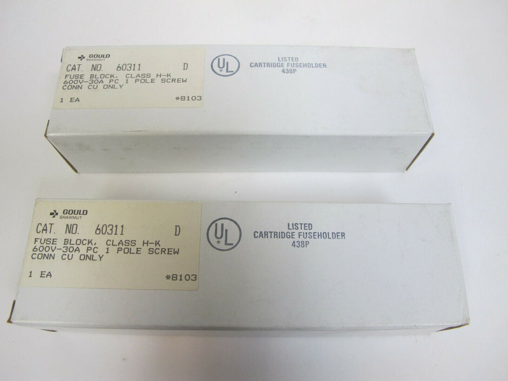 GOULD SHAWMUT No 60311 Fuse Block Holder 600V 30A Brand New Lot of 2