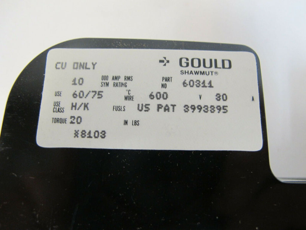 GOULD SHAWMUT No 60311 Fuse Block Holder 600V 30A Brand New Lot of 2