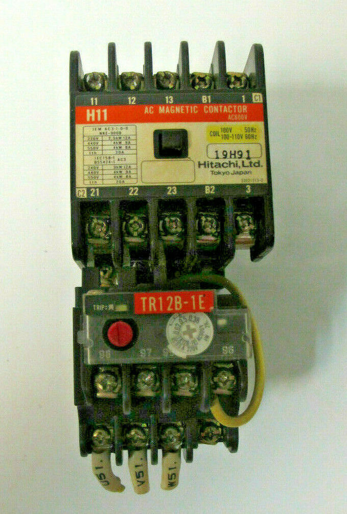 HITACHI H11 19H91 AC Magnetic Contactor AC600V W/Thermal Overload Relay TR12B-1E