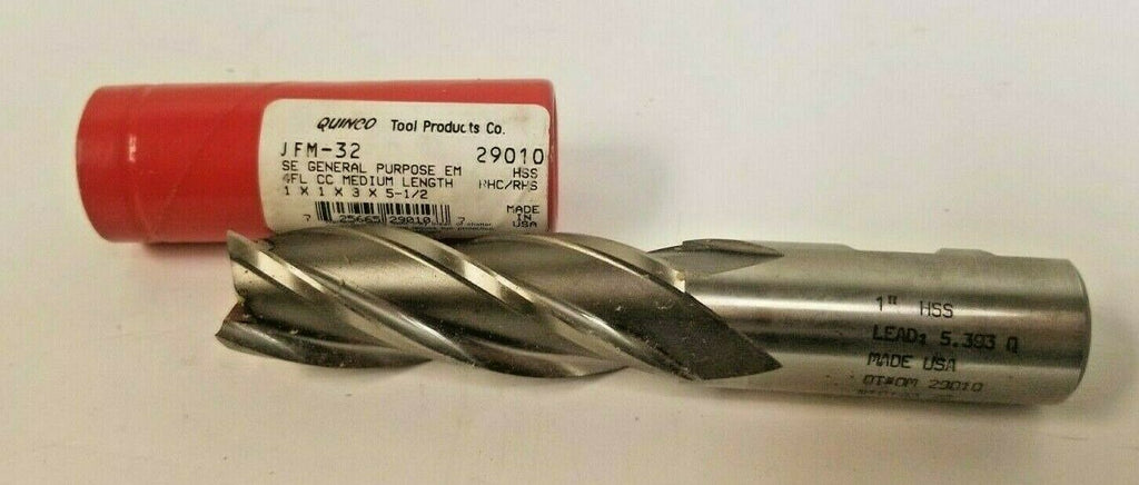 QUINCO TOOL PRODUCTS JFM-32 HSS End Mill 1 x 1 x 3 x 5-1/2 4 Flutes New USA
