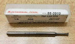 Internal Tool TM-125-375 1/8 Dia .035 Cut 3 Teeth Carbide Thread Mill 88-0910