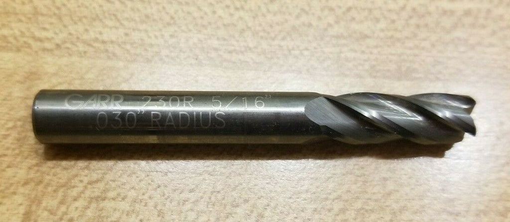 GARR Tool 5/16" 4 Flute End Mill Solid Carbide .030 Radius New