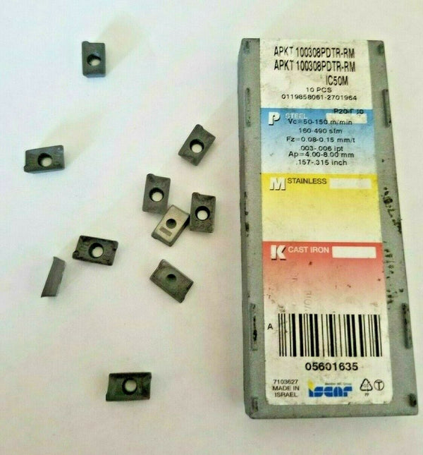 ISCAR APKT 100308PDT-RM IC 50M Carbide Inserts Lathe Mill Tool Holders 10 Pcs