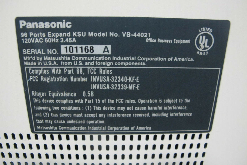 Panasonic DBS Phone System VB-44020 VB-44021 Expand KSU 3 Cabinets 96 Ports
