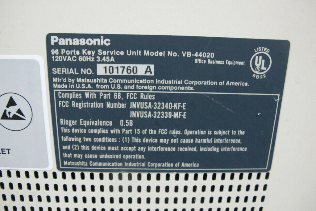Panasonic DBS Phone System VB-44020 VB-44021 Expand KSU 3 Cabinets 96 Ports