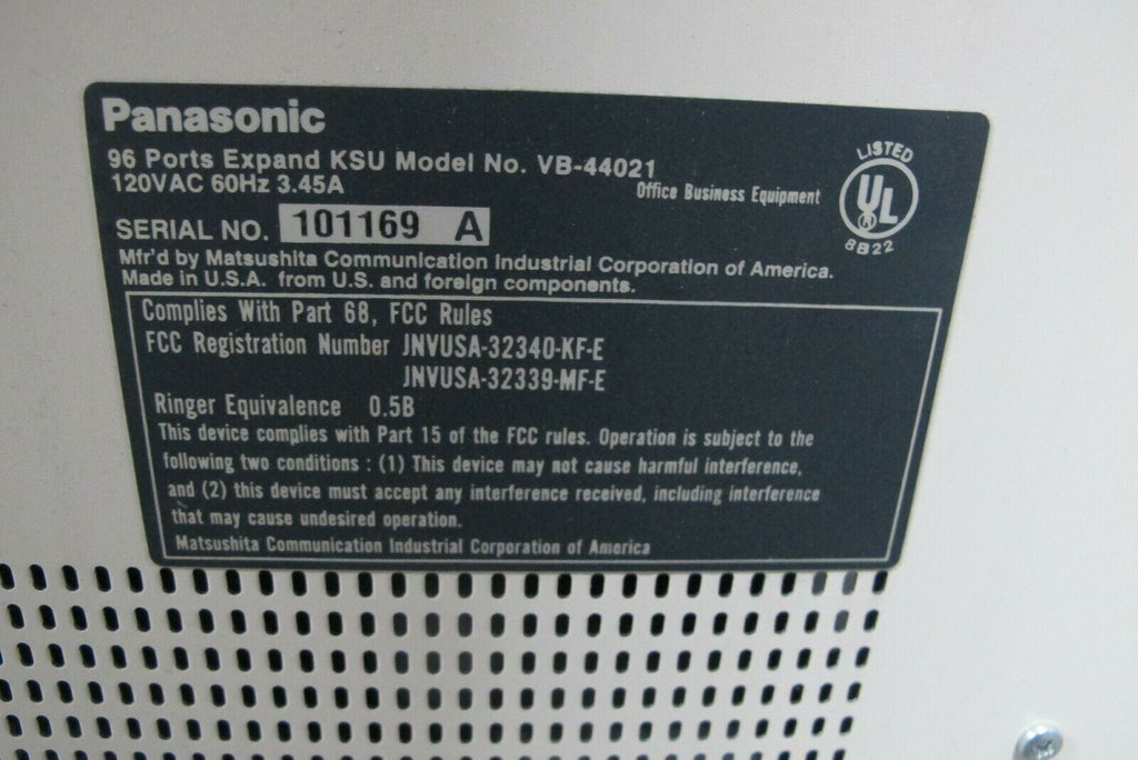 Panasonic DBS Phone System VB-44020 VB-44021 Expand KSU 3 Cabinets 96 Ports