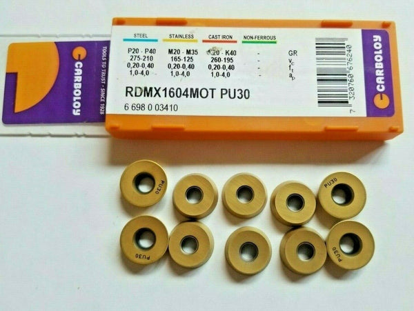 10 Pcs CARBOLOY RDMX 1604 MOT PU30 Carbide Inserts Lathe Tools New Gold
