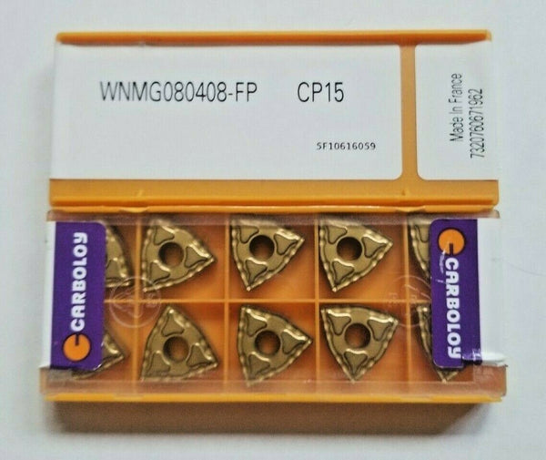 10 Pcs CARBOLOY WNMG 080408-FP CP15 Carbide Inserts Lathe Tools New Gold