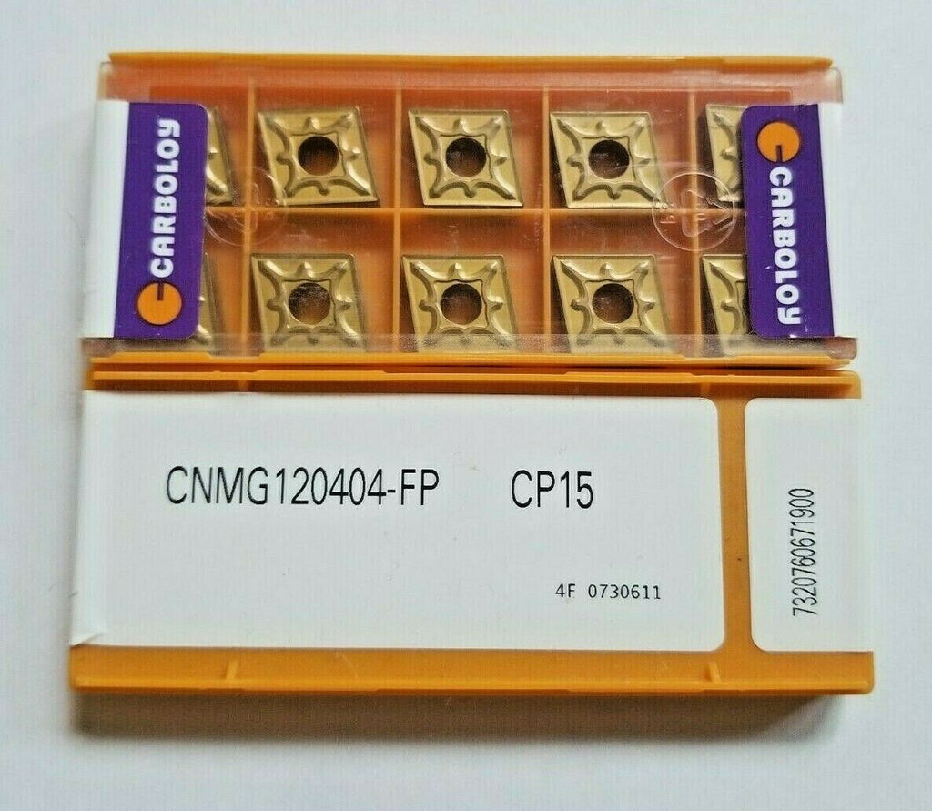 10 Pcs CARBOLOY CNMG 120404-FP CP15 Carbide Inserts Lathe Tools New