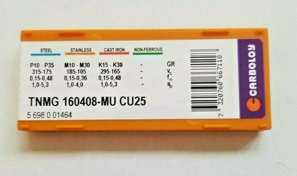 10 Pcs CARBOLOY TNMG 160408-MU CU25 Carbide Inserts Lathe Tools New