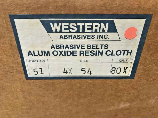 20 Western Abrasive Sanding Belt 4X Size 54 80X Grit New ALUM OXIDE RESIN