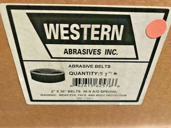 20 Western Abrasive Sanding Belt 2" x 36" Size 36-X Grit New A/O Special