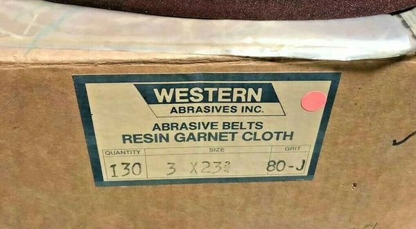 10 Western Abrasive Sanding Belt 3 x 23 Size 80-J Grit New A/O Special