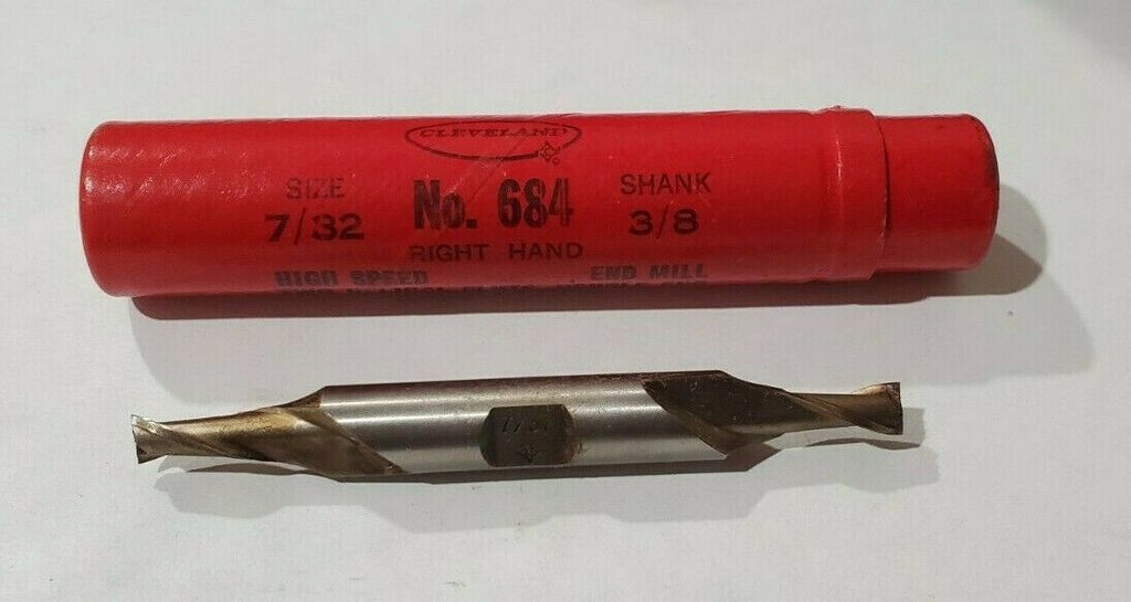 Cleveland #684 HSS End Mill 7/32" Diameter  3/8" Shank 2 Flutes Brand New