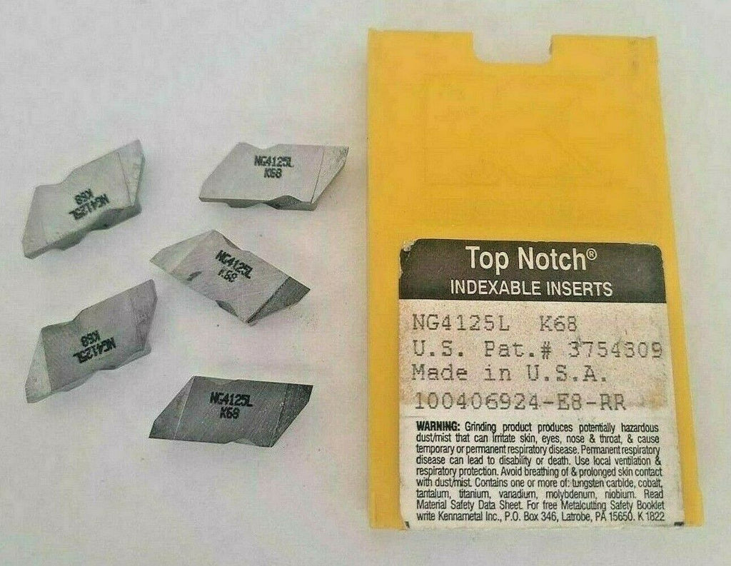 Kennametal 5 Pcs Top Notch Carbide Indexable Inserts NG 4125L K68 USA