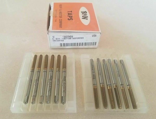 12 Pcs Reiff Nestor R&N Bottom ThreadFormer HSS Tap 6-32 H7  333THD4 Tin Coated