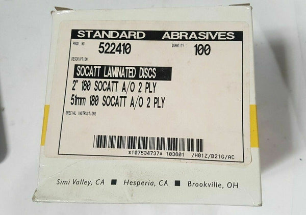 100 Pcs Standard Abrasives 2" Laminated Disc Scotch Hole 522410 2 PLY New USA