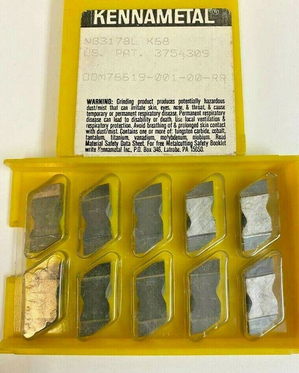 10 Pcs Kennametal NG 3178L K68 Lathe Carbide Inserts Grooving Cut Off New