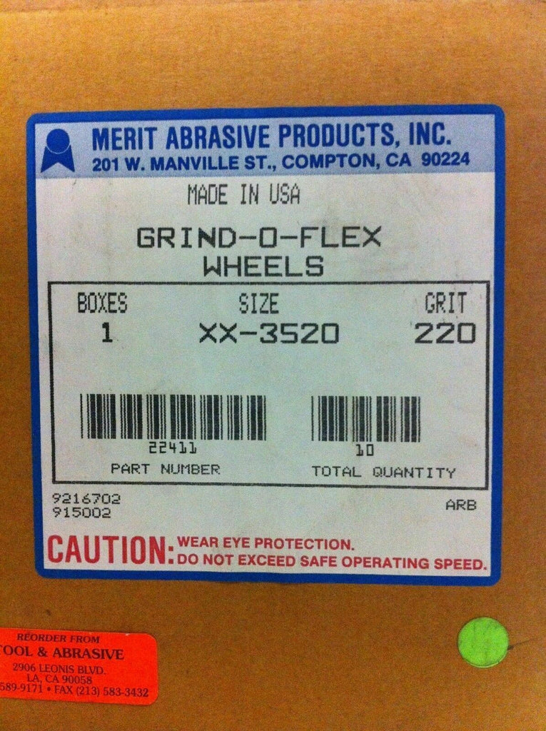 Merit Abrasive 22411 Grind-O-Flex 3 Wheels 220 Grit XX-3520 Size 3-1/2
