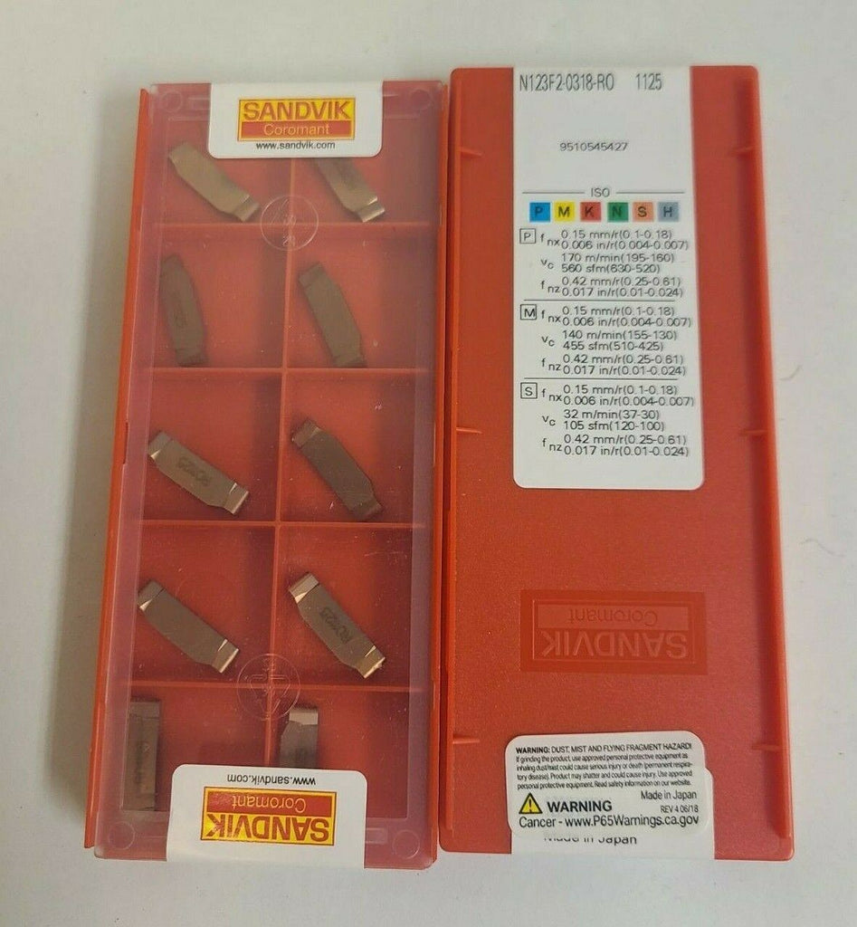 SANDVIK Coromant N123F2-0318-RO 1125 Lathe Carbide Inserts 10 Pcs Grooving Tools Free Shipping