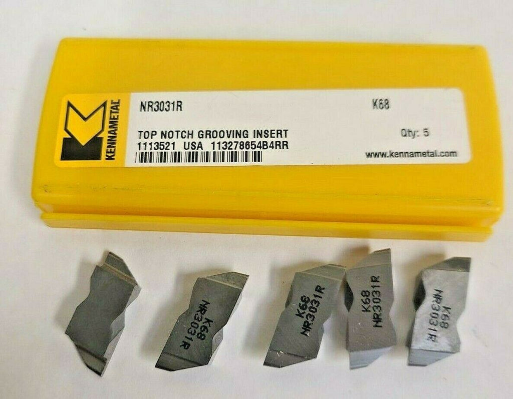 Kennametal 5 Pcs Top Notch Carbide Grooving Inserts NR 3031R K68 USA New